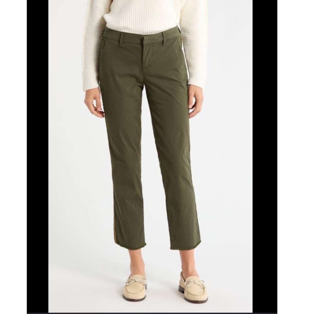 Frank & Eileen Wicklow Italian Cotton Chino Pants Olive Green Brown Size 8